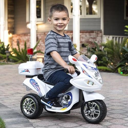 3 Wheel Battery Operated Police Bike For Kids